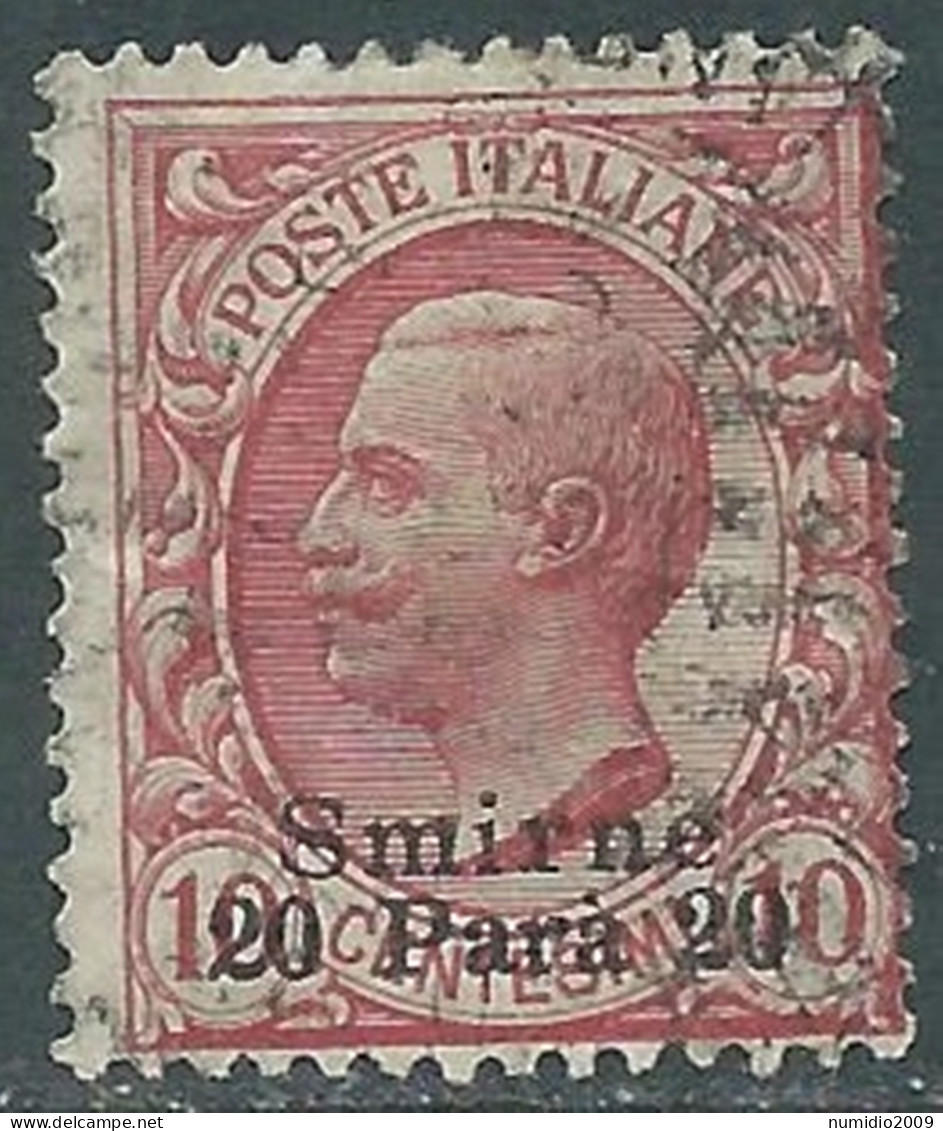 1909-11 LEVANTE SMIRNE USATO 20 PA SU 10 CENT - RB37-10 - European And Asian Offices