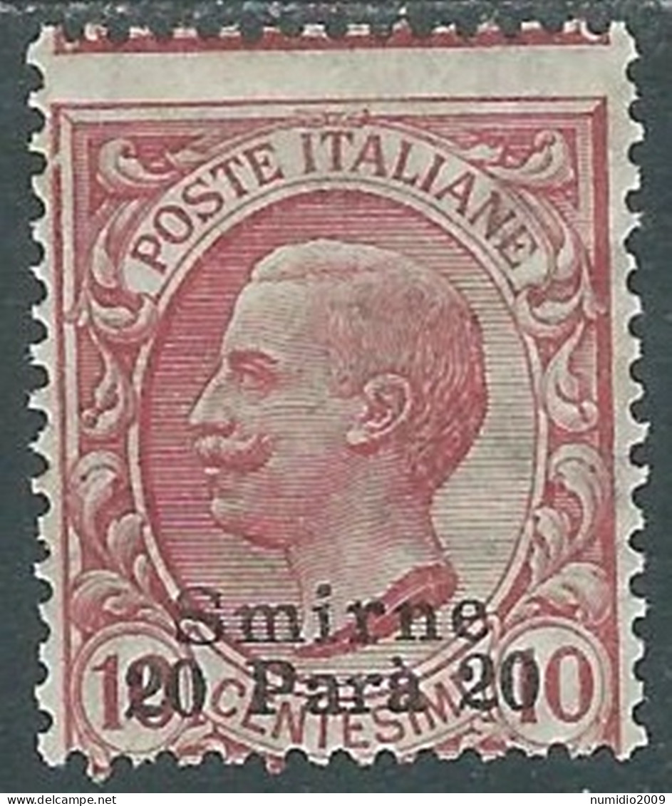 1909-11 LEVANTE SMIRNE 20 PA SU 10 CENT MH * - I42-9 - Europese En Aziatische Kantoren