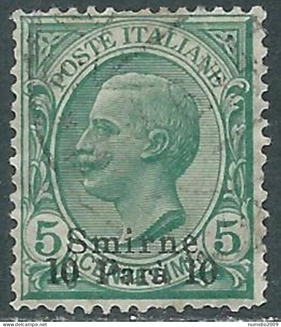 1909-11 LEVANTE SMIRNE USATO 10 PA SU 5 CENT - RB37-10 - European And Asian Offices