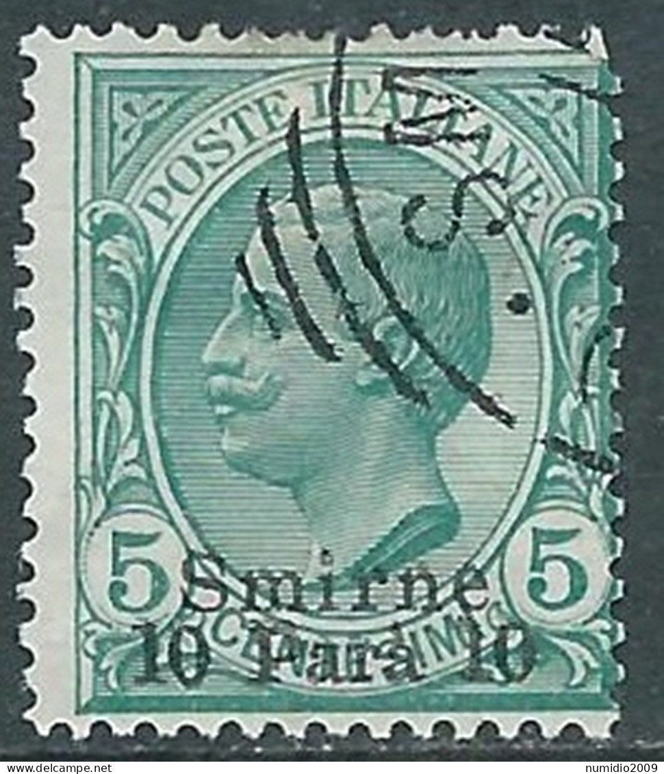 1909-11 LEVANTE SMIRNE USATO 10 PA SU 5 CENT - RB37-9 - European And Asian Offices