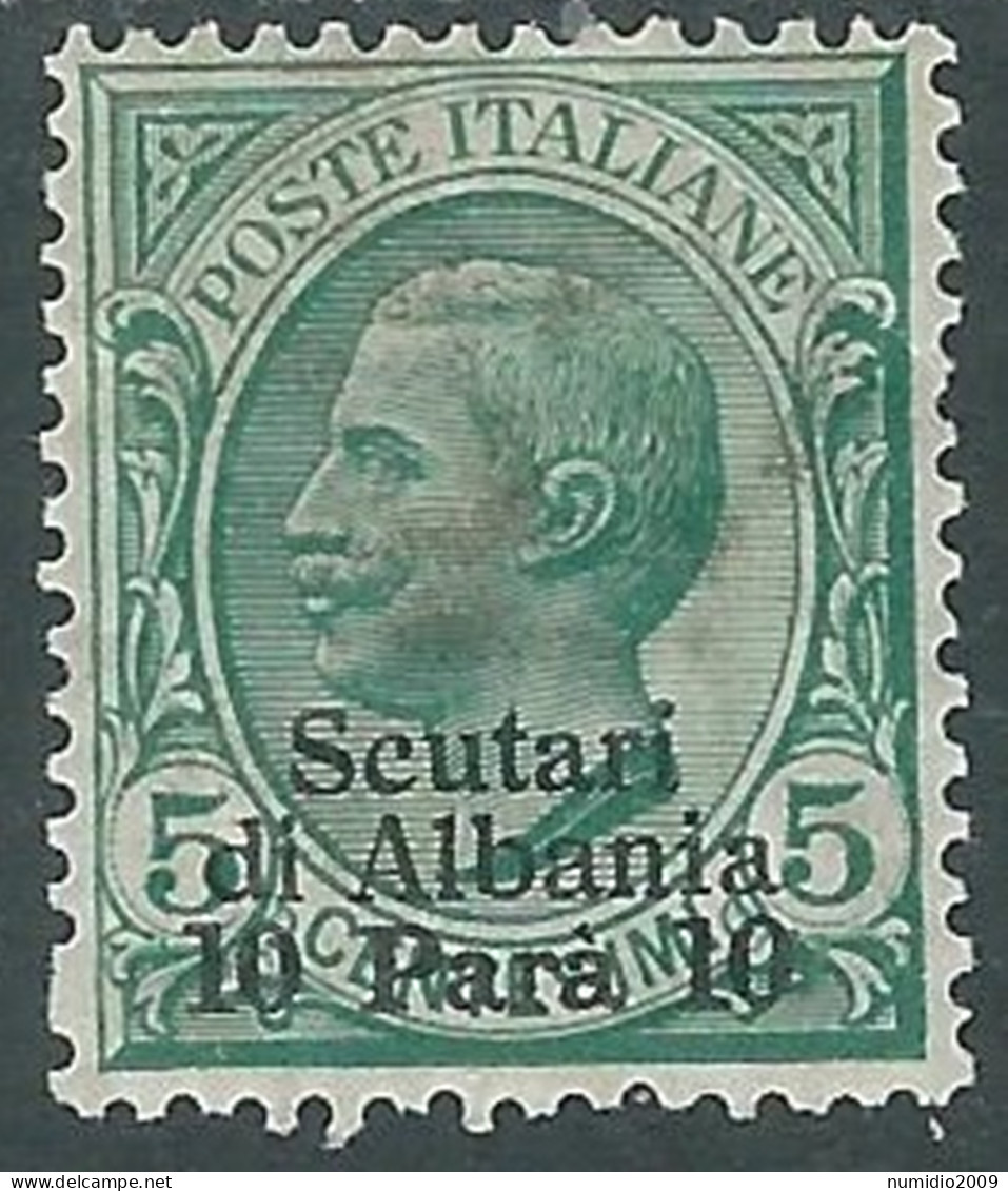 1909-11 LEVANTE SCUTARI D'ALBANIA 10 PA SU 5 CENT MH * - I42-7 - Bureaux D'Europe & D'Asie