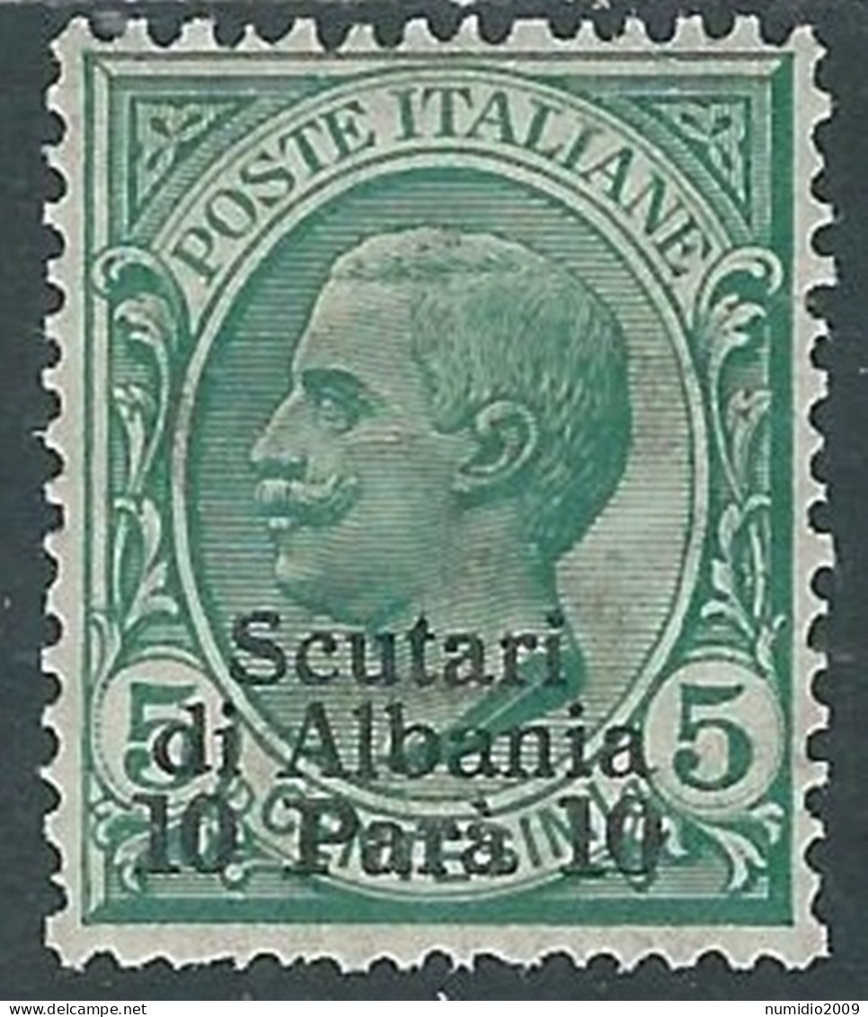 1909-11 LEVANTE SCUTARI D'ALBANIA 10 PA SU 5 CENT MH * - I38-10 - Europa- Und Asienämter