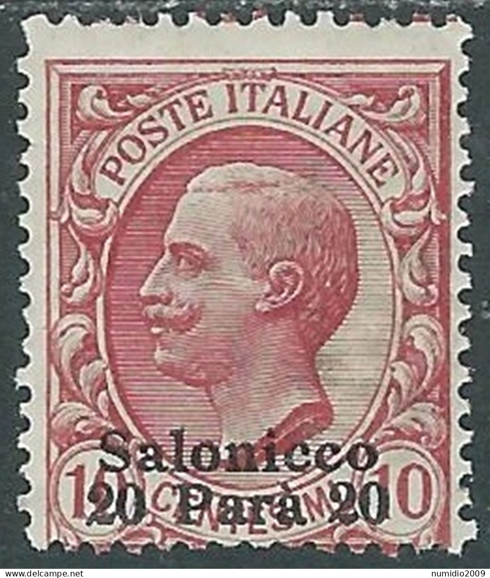 1909-11 LEVANTE SALONICCO 20 PA SU 10 CENT MH * - I42-8 - Europese En Aziatische Kantoren