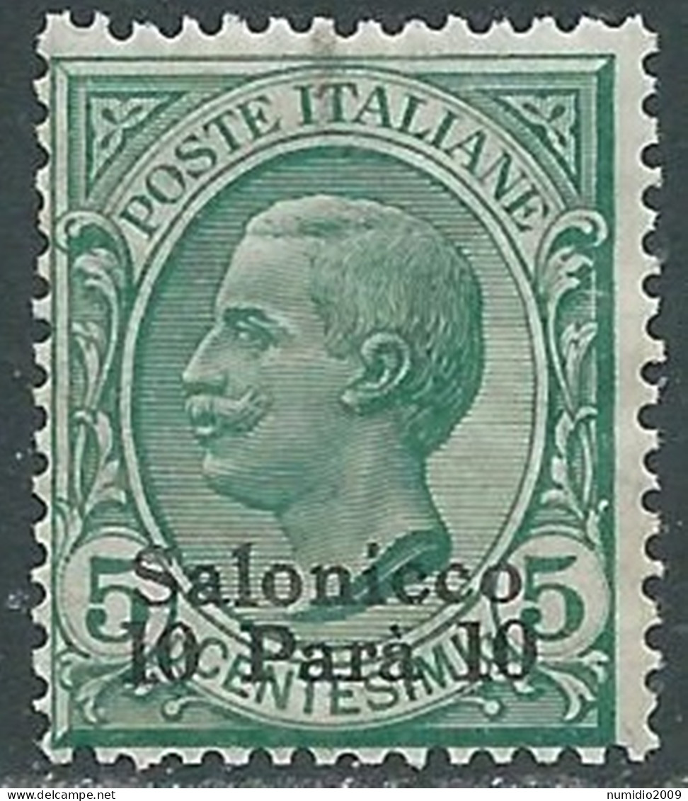 1909-11 LEVANTE SALONICCO 10 PA SU 5 CENT MH * - I42-10 - Uffici D'Europa E D'Asia