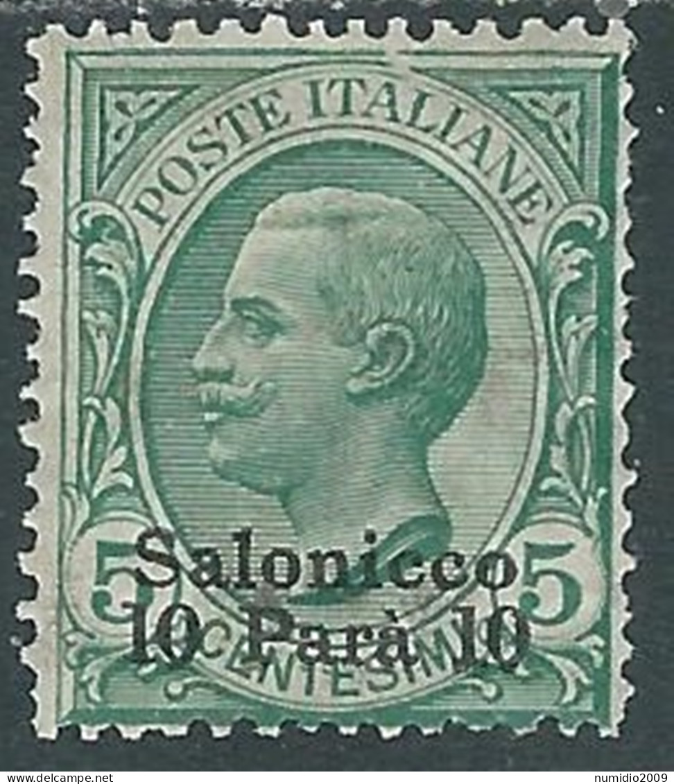 1909-11 LEVANTE SALONICCO 10 PA SU 5 CENT MH * - I42-9 - Europese En Aziatische Kantoren