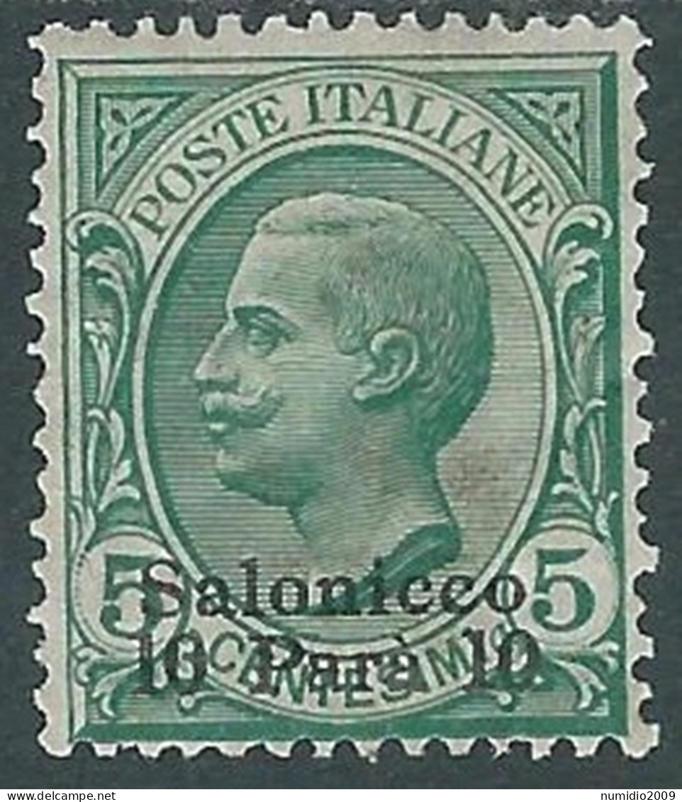 1909-11 LEVANTE SALONICCO 10 PA SU 5 CENT MH * - I42-8 - Uffici D'Europa E D'Asia