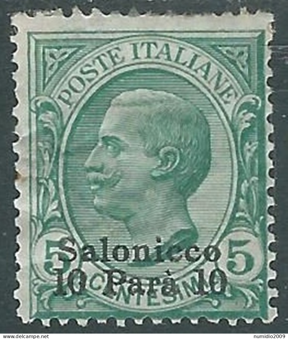 1909-11 LEVANTE SALONICCO 10 PA SU 5 CENT MH * - I42-7 - Europese En Aziatische Kantoren