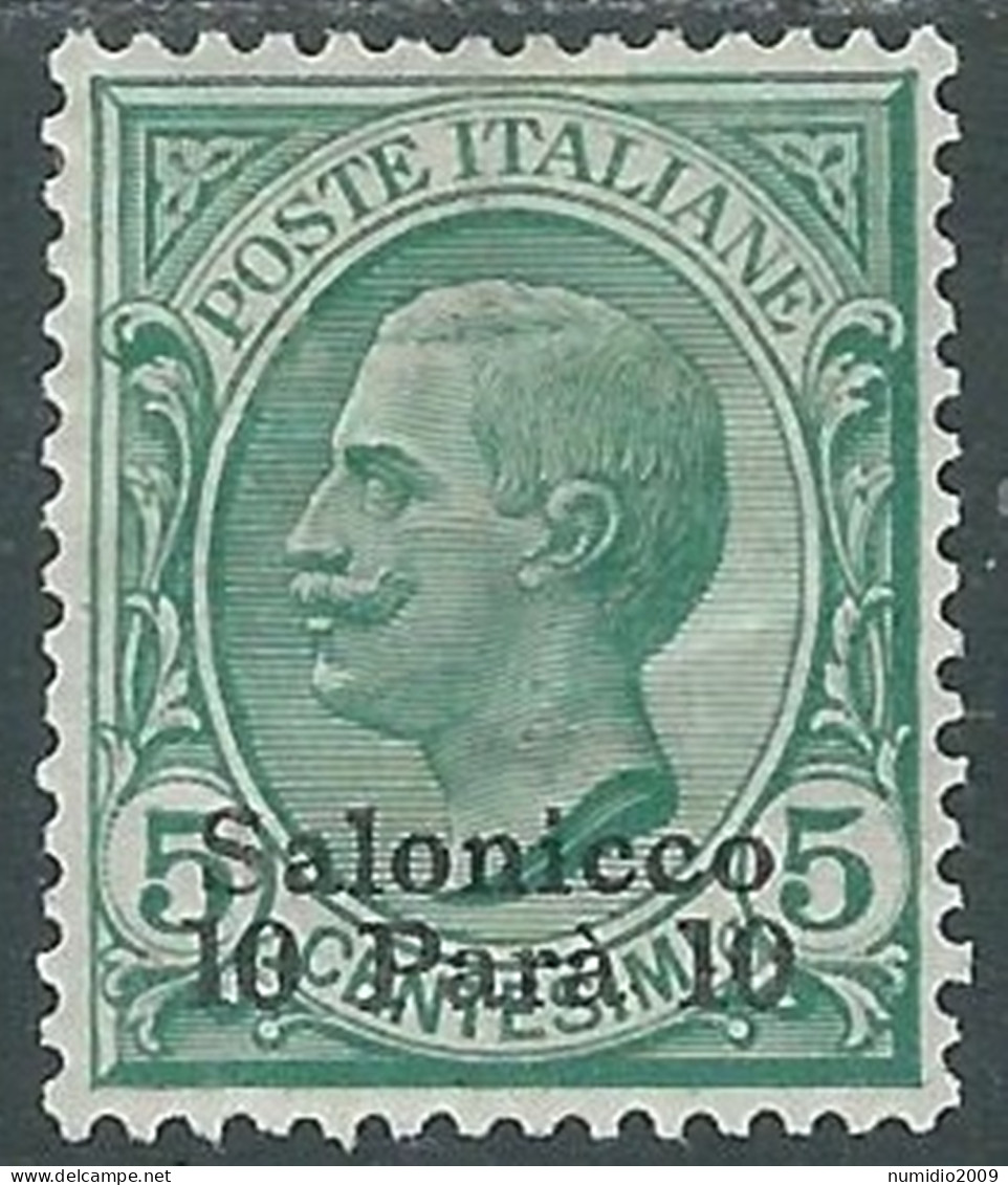 1909-11 LEVANTE SALONICCO 10 PA SU 5 CENT MH * - I38-10 - Bureaux D'Europe & D'Asie
