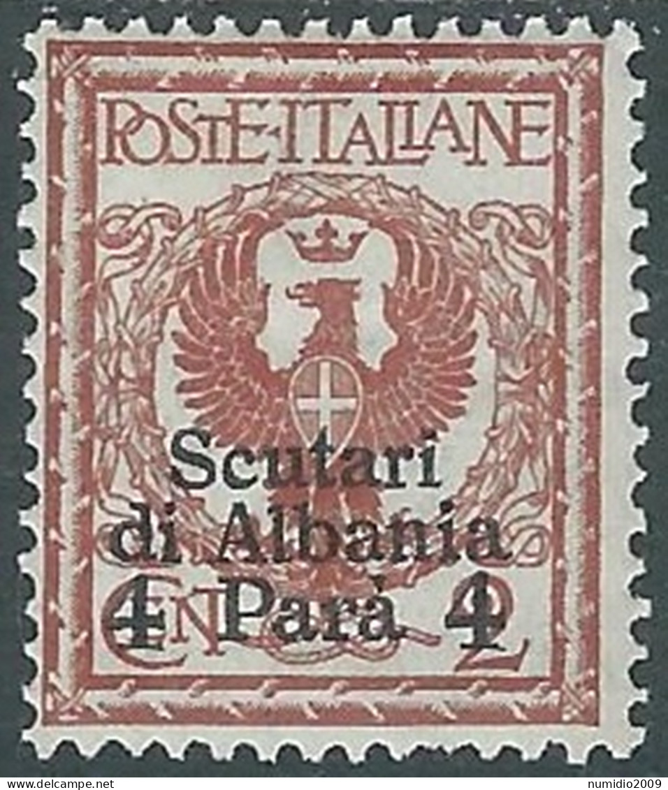 1915 LEVANTE SCUTARI D'ALBANIA 4 PI SU 2 CENT MH * - I42-8 - Bureaux D'Europe & D'Asie