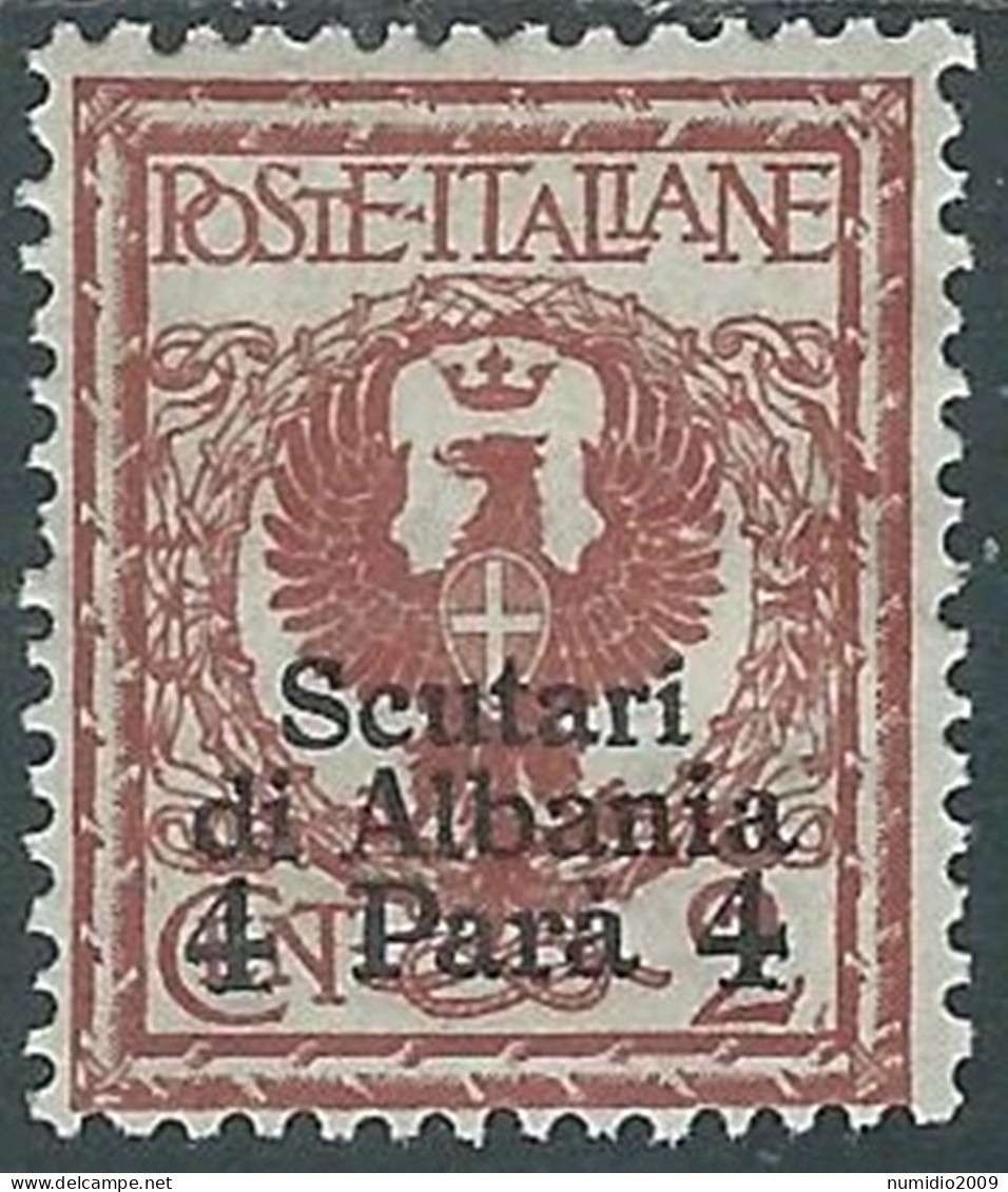 1915 LEVANTE SCUTARI D'ALBANIA 4 PI SU 2 CENT MH * - I42-7 - Oficinas Europeas Y Asiáticas