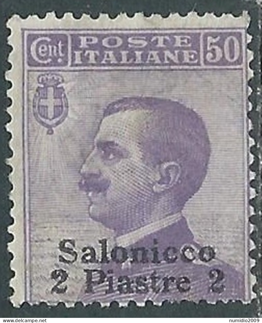 1909-11 LEVANTE SALONICCO 2 PI SU 50 CENT SENZA GOMMA - I42-7 - Oficinas Europeas Y Asiáticas