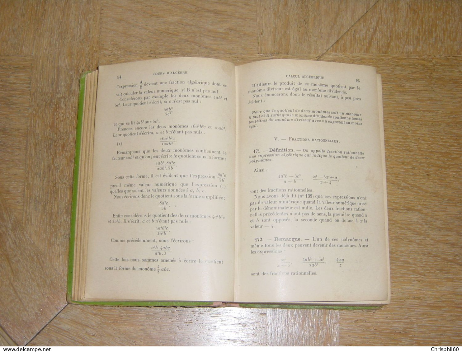 Cours D'algèbre Classes De 3e 2e Et 1re Par P. Chenevier - Hachette 1926 - - 1901-1940