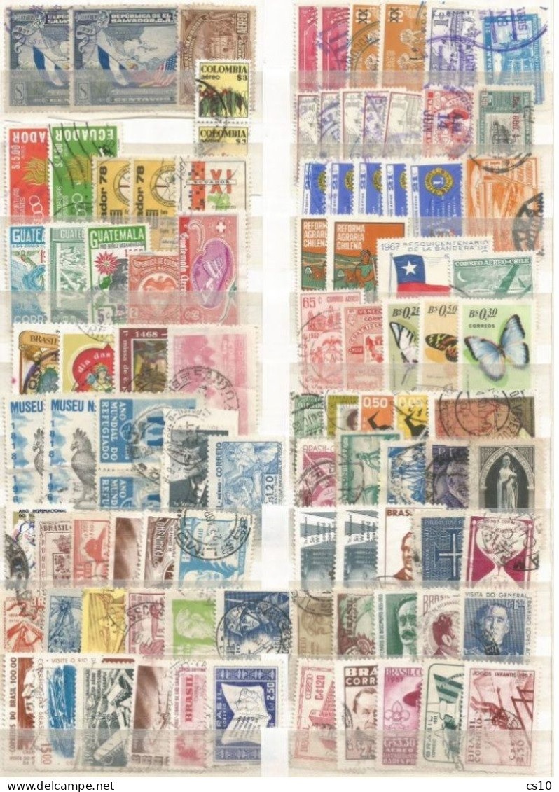 Latin America 4 Scans Lot Used Stamps With Older, Blocks4, Provisionals, FRAMA, Imperforated, Fiscals Etc # 235 Pcs - Collections (without Album)