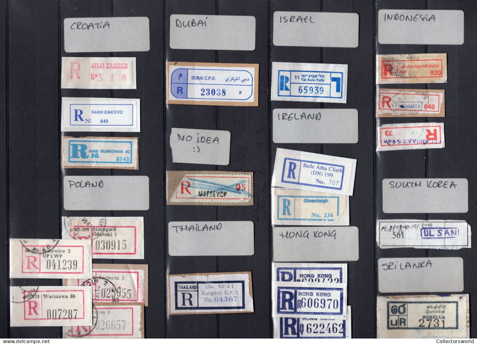 Dubai Sri Lanka Hong Kong Poland Portugal Greece Cyprus Hungary France Small Lot Registered Labels R Labels - Collections (sans Albums)