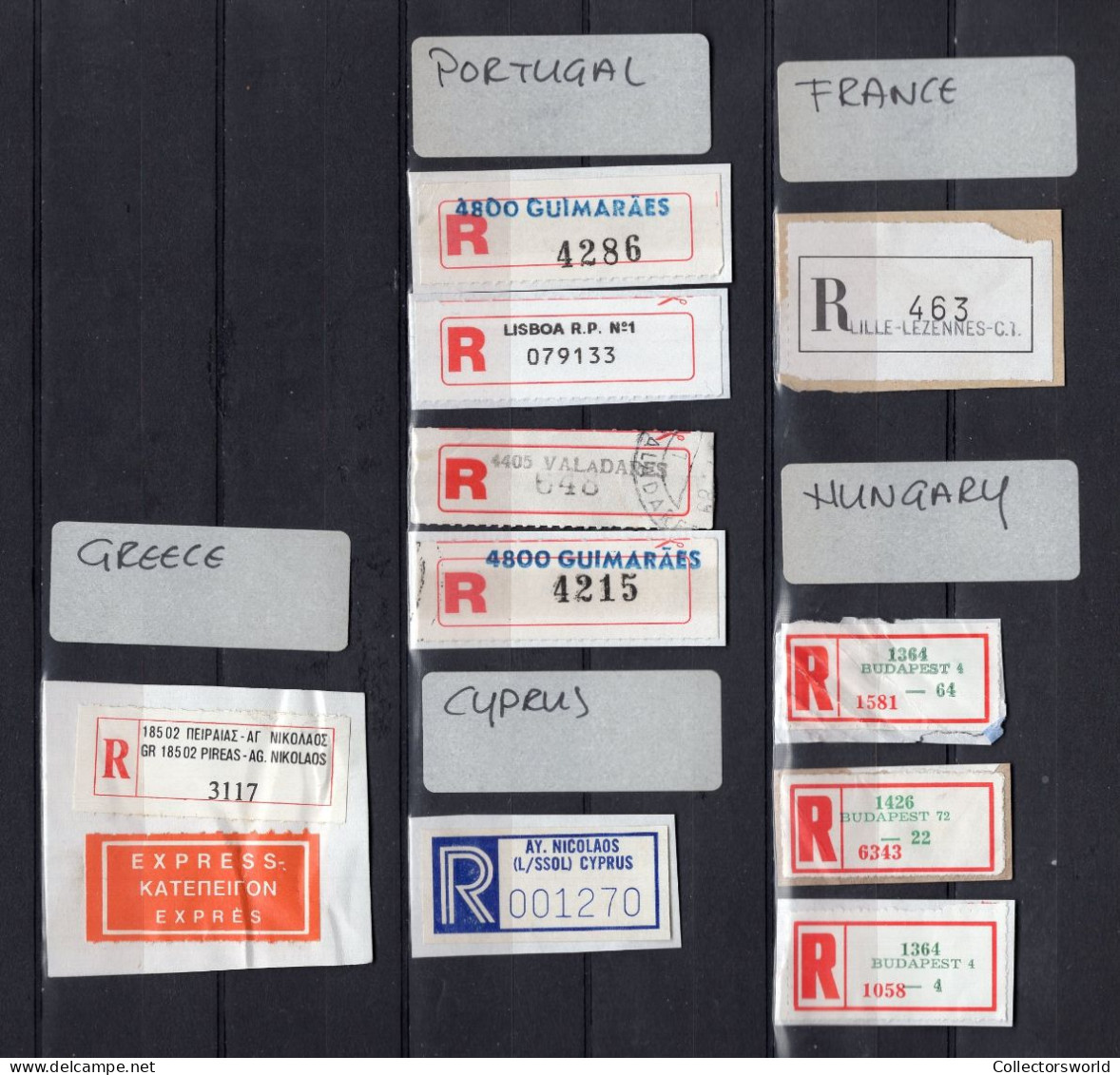 Dubai Sri Lanka Hong Kong Poland Portugal Greece Cyprus Hungary France Small Lot Registered Labels R Labels - Collections (sans Albums)