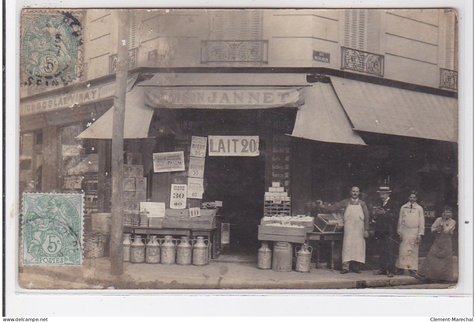 LEVALLOIS : Maison Jannet, Lait 20cents, Bière 25cents, Cidre 30cents - Très Bon état - Levallois Perret