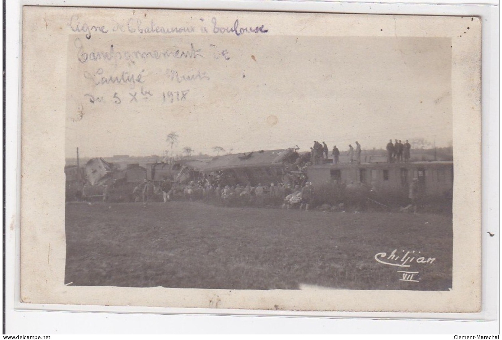 VIENNE : Déraillement Ligne De Chateauroux à Toulouse 1918 (accident De Train), Chiljian Photo - Très Bon état - Other & Unclassified