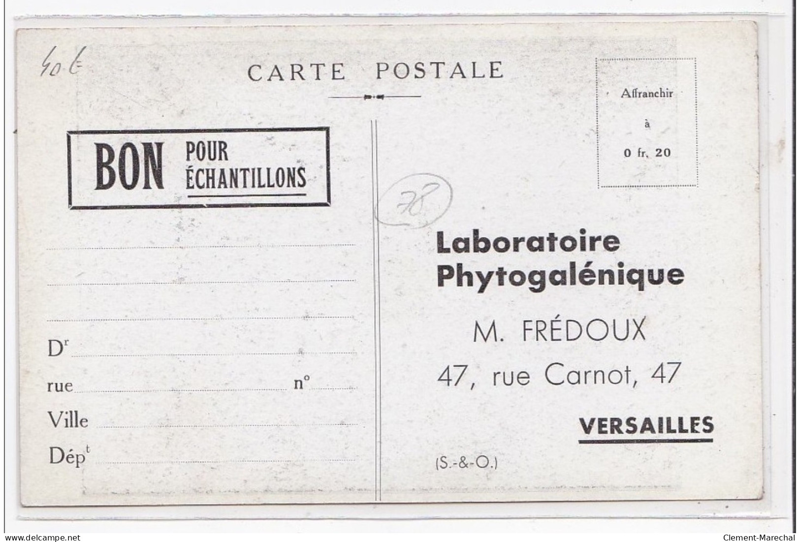 VERSAILLES : Laboratoire Phytogalenique M. Fredoux 47 Rue Carnot - Très Bon état - Versailles