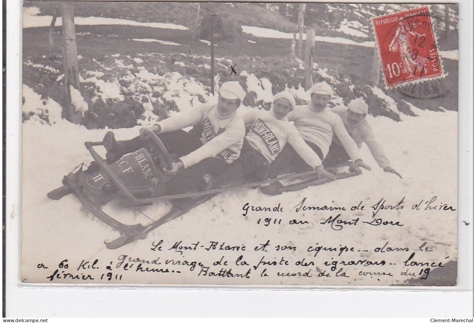 MONT DORE : Grande Semaine De Sport D'hiver 1911 Au Mont Dore, à 60km Sur Luge à 4 Personne - Très Bon état - Autres & Non Classés