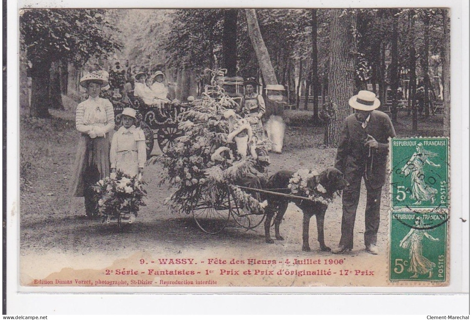 WASSY : Fete Des Fleurs 4 Juillet 1906 2e Série Fantaisies1er Prix D'originalité 17e Prix Voiture à Chien- Très Bon état - Wassy