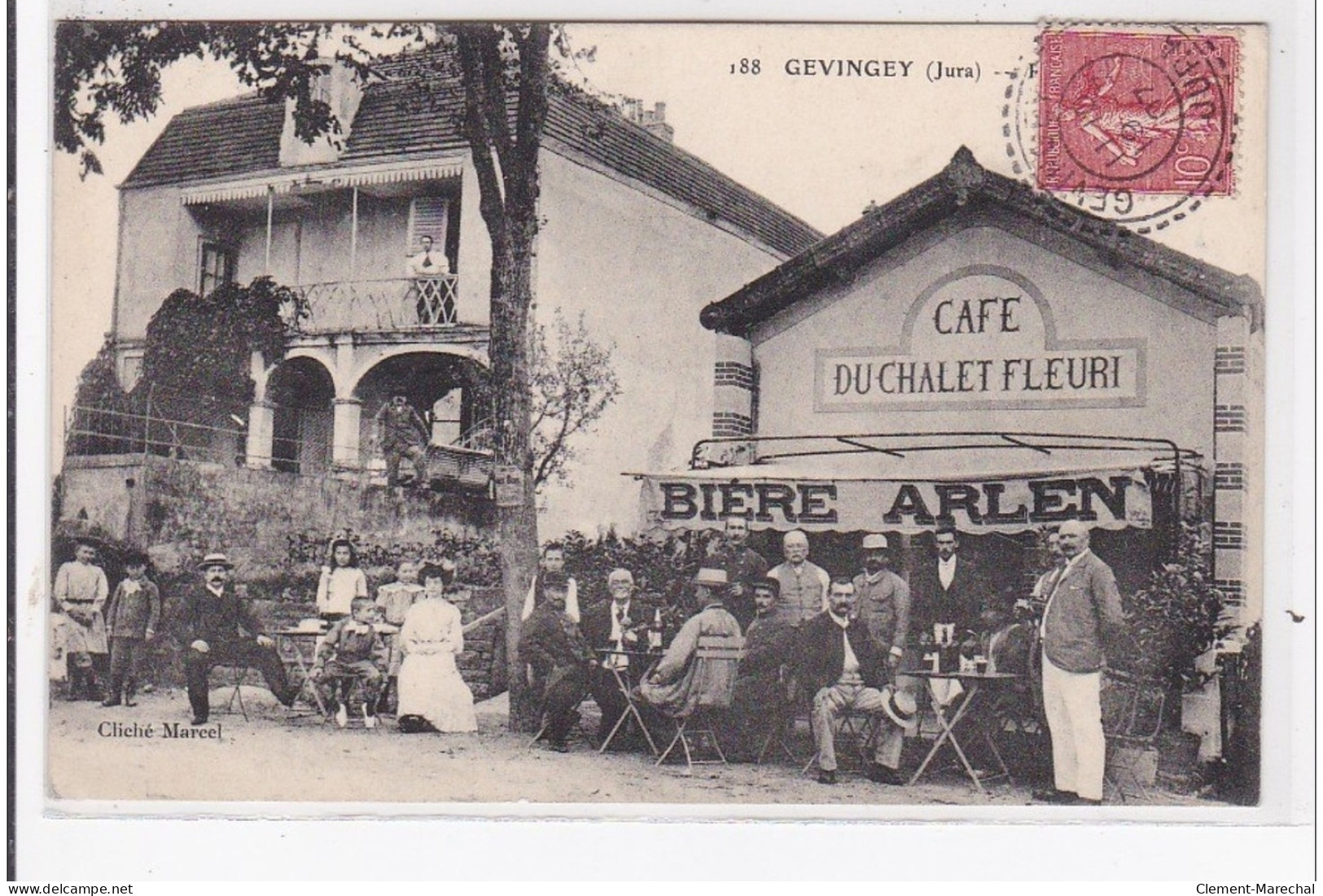 GEVINGEY : Cafe Du Chalet Fleuri, Bière Arlen, Route De Bourg - Très Bon état - Otros & Sin Clasificación