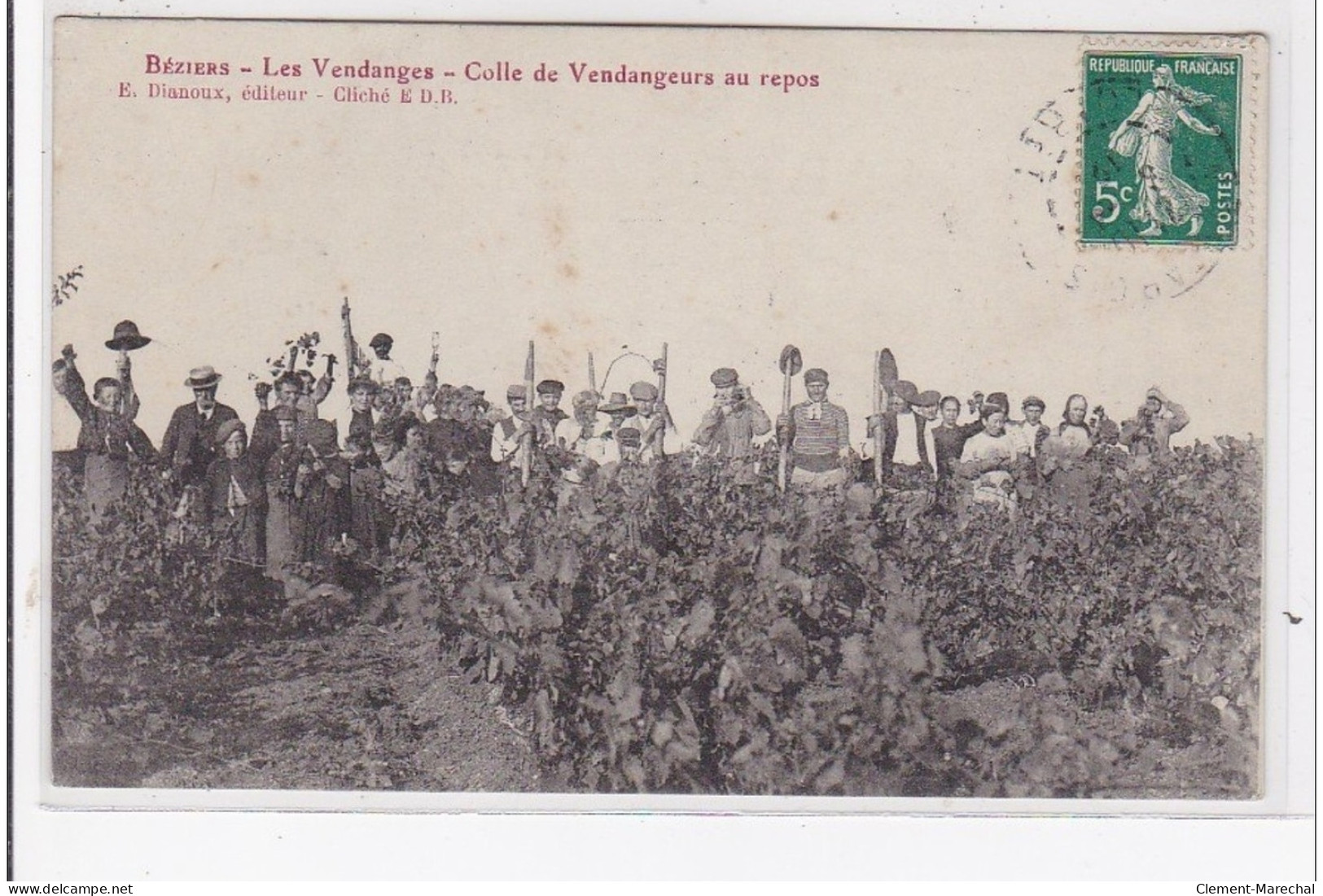 BEZIERS : Les Vendanges, Colle De Vendangeurs Au Repos - Très Bon état - Beziers