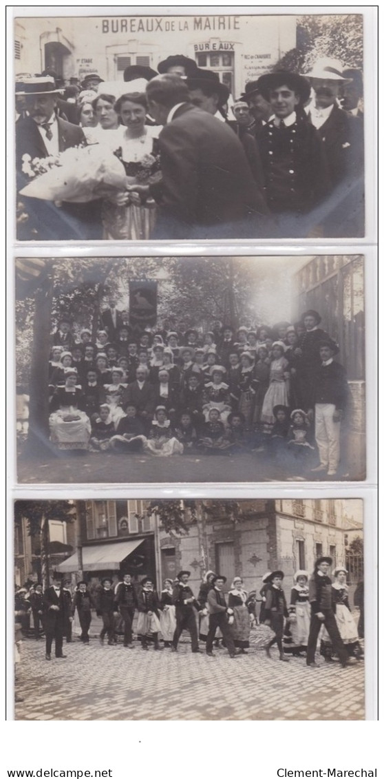 LA GARENNE COLOMBES : Fete, ""les Joyeux Lapins"", Breton, 3 CPA, Bureau De La Mairie - Etat - La Garenne Colombes