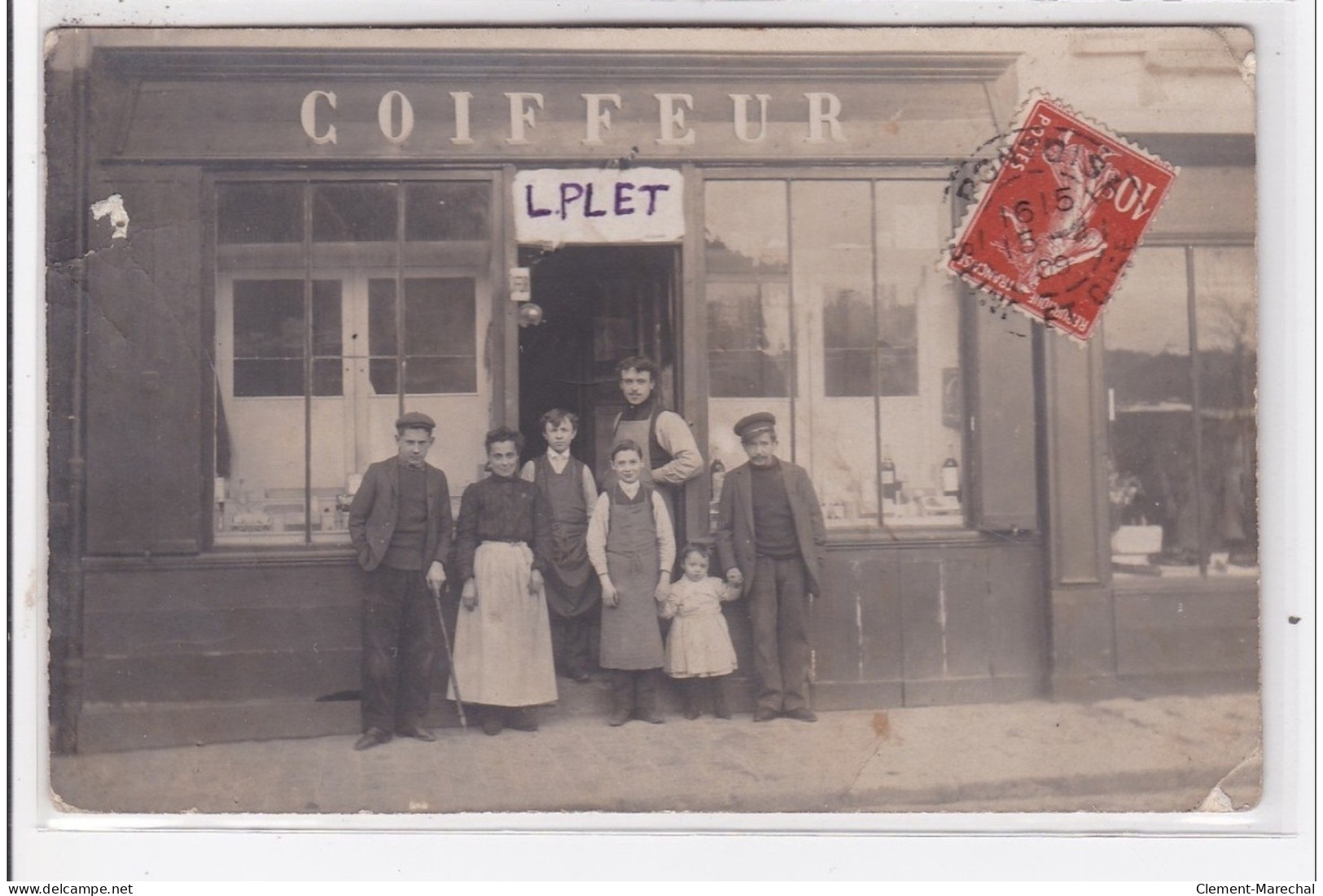 PONTOISE : Coiffeur, L. PLET, Groupe De Personnes - Etat - Pontoise