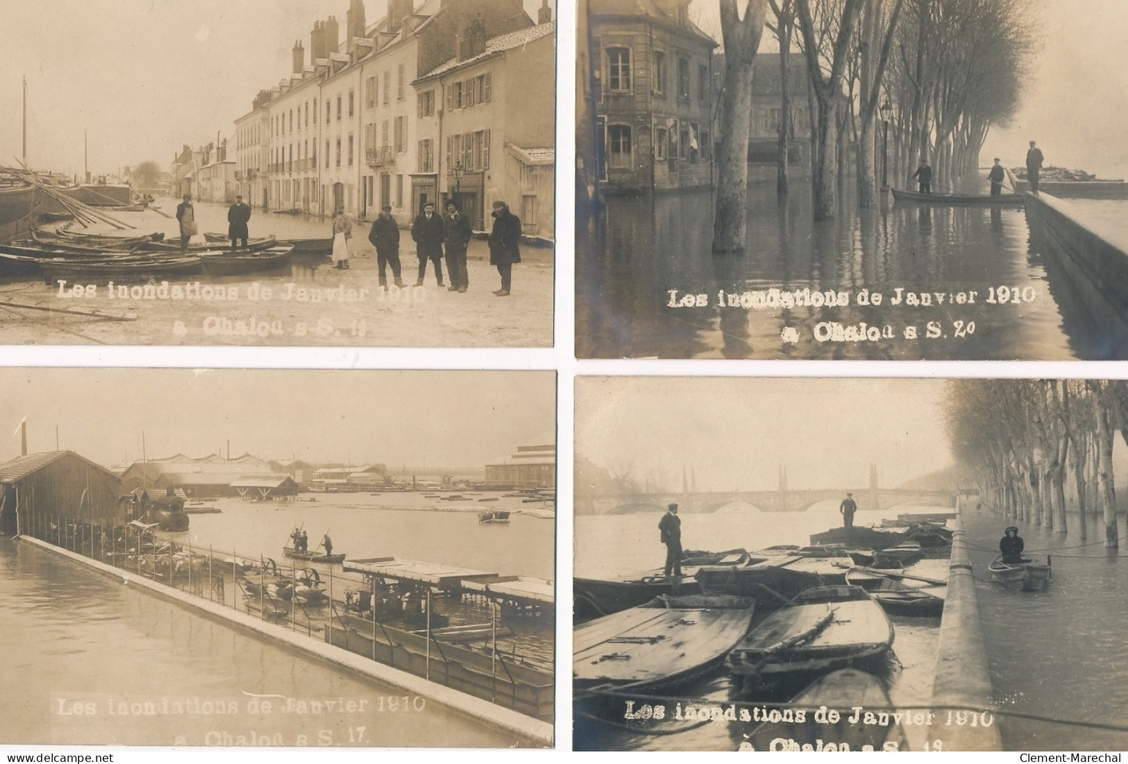 CHALONS-sur-SAONE : serie de 22 CPA, inondation 1910 janvier - tres bon etat
