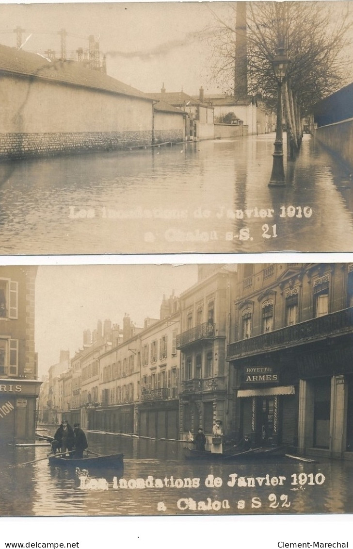 CHALONS-sur-SAONE : serie de 22 CPA, inondation 1910 janvier - tres bon etat