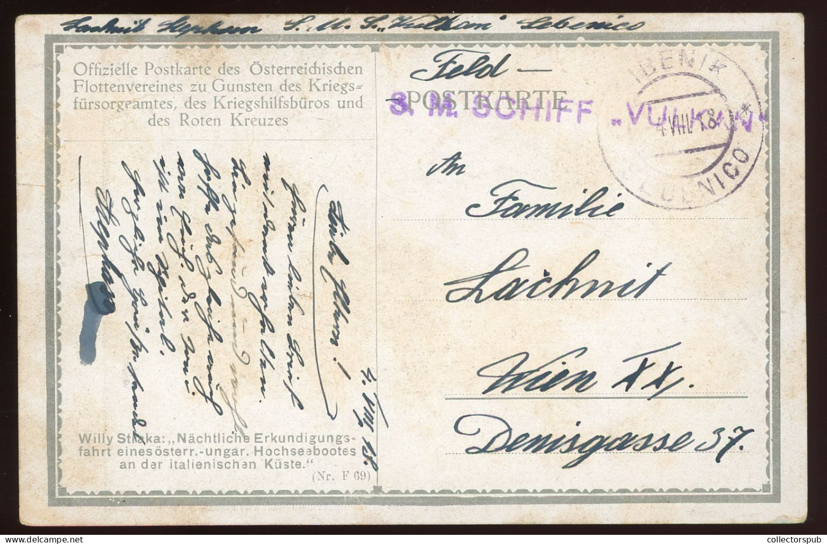 WWI Postcard With Vulkan Rare  Warship Cancellation - Ungebraucht