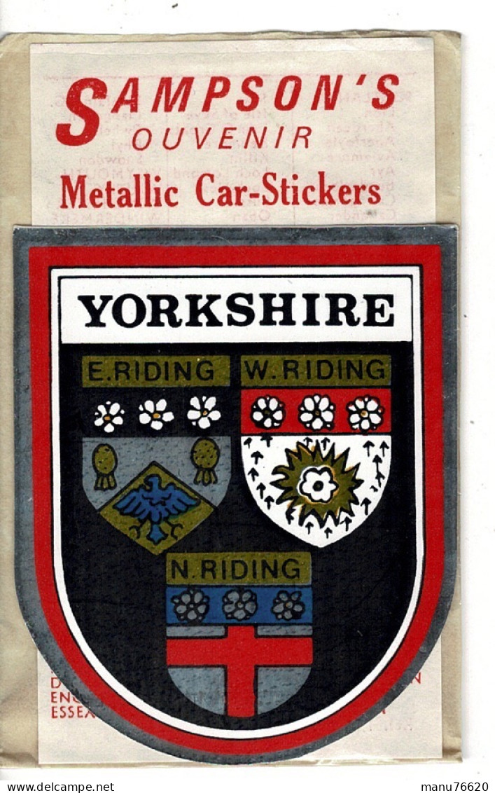 Ref 1 - Blason , écusson : Métallic Car-stickers . YORKSHIRE . - Autres & Non Classés