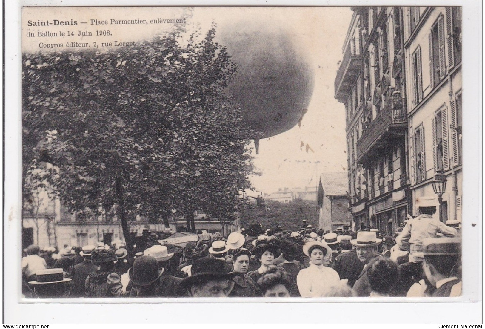 SAINT-DENIS : Place Parmentier Enlèvement Du Ballon Le 14 Juin 1908 - état - Saint Denis