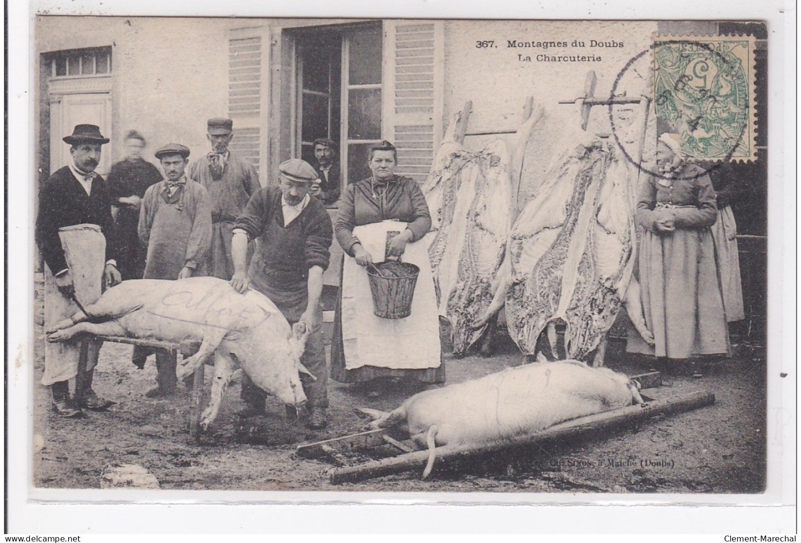 MONTAGNES-du-DOUBS : La Charcuterie, Cochons Dépecés - Tres Bon Etat - Autres & Non Classés