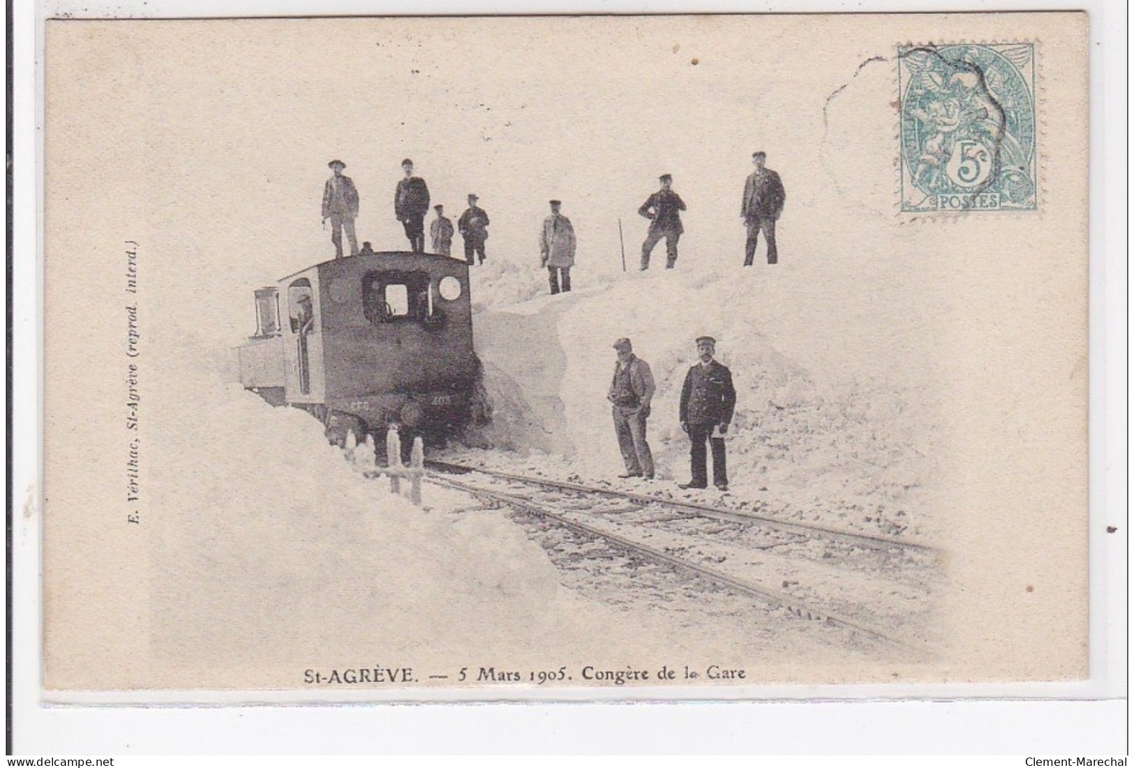 SAINT AGREVE : Le 5 Mars 1905 - Congère De La Gare (locomotive - Train)- Bon état (un Léger Pli D'angle) - Saint Agrève