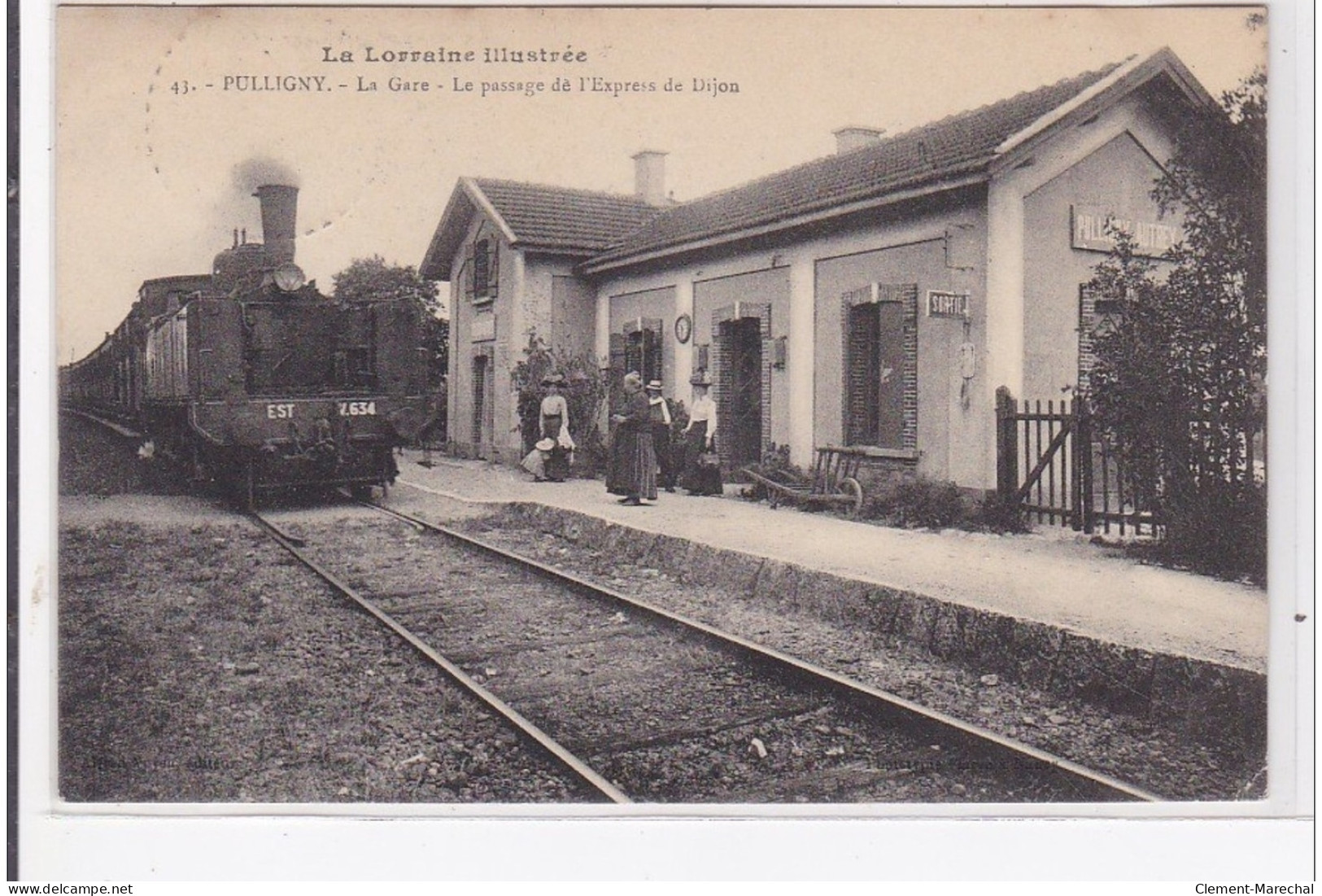 PULLIGNY : La Gare - Passage De L' Express De Dijon- Très Bon état - Sonstige & Ohne Zuordnung