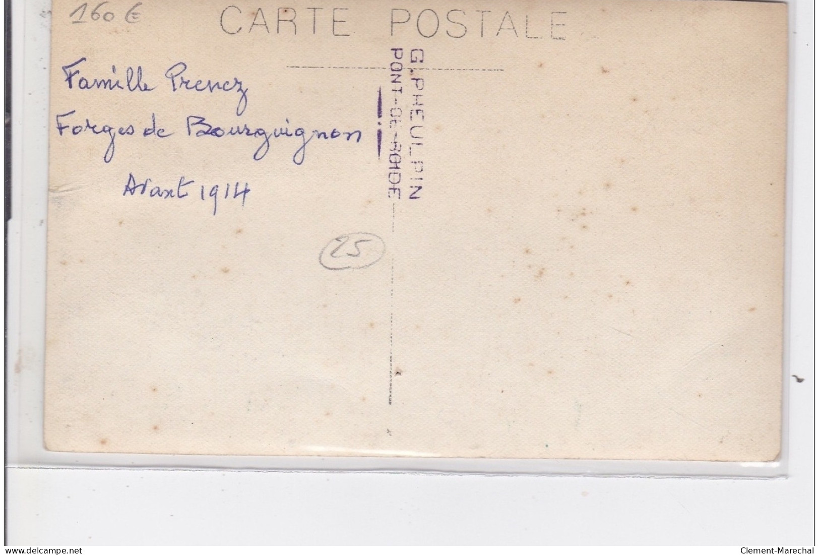 Forges De BOURGUIGNON : Carte Photo De La Famille Prenez Avant 1914 (photo Pheulpin à Pont De Roide) -BE - Autres & Non Classés
