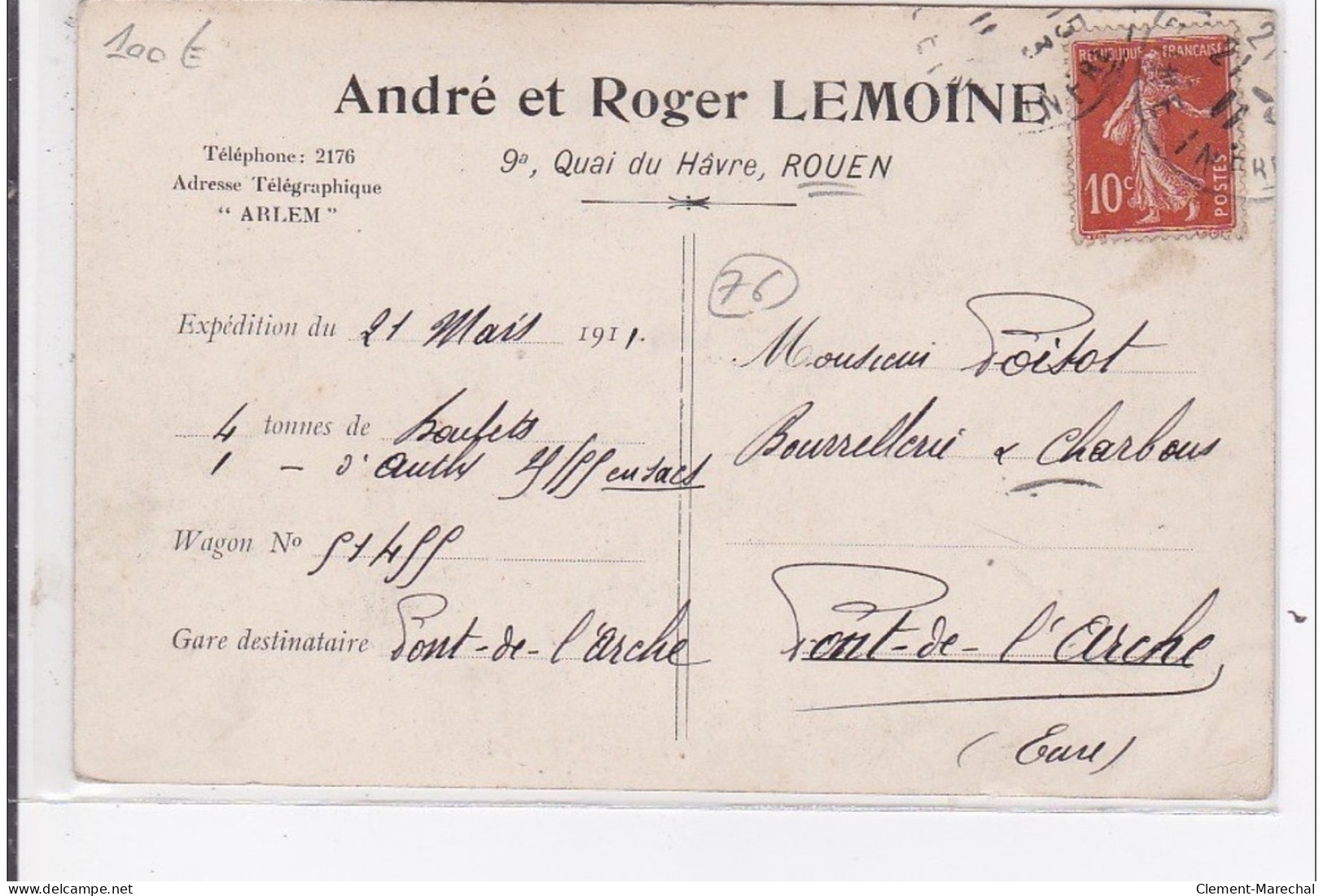 ROUEN : Carte Publicitaire - Service Du Détail André Et Roger LEMOINE - Très Bon état - Rouen