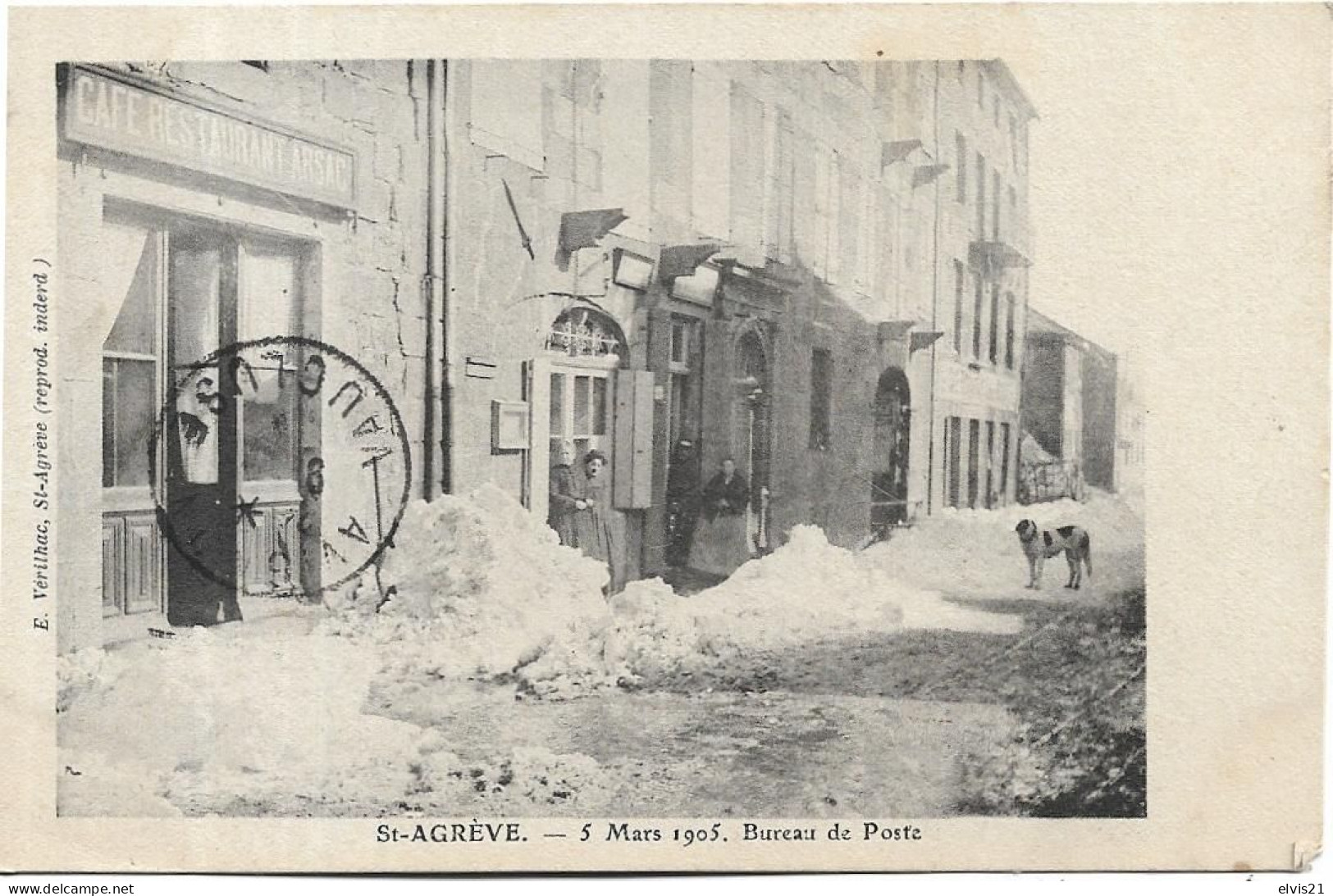 SAINT AGREVE 5 Mars 1905. Bureau De Poste - Saint Agrève