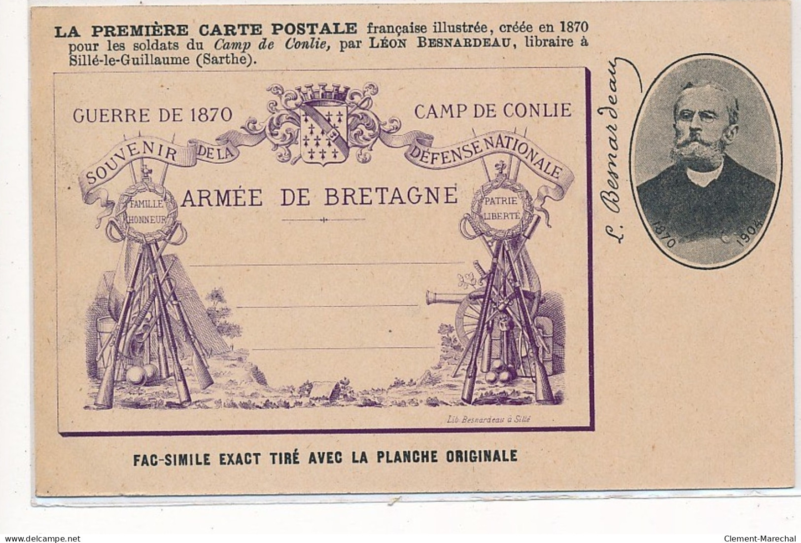 SILLE-le-GUILLAUME : Premiere Carte Postale Francaise Illustrée Créée En 1870 Pour Soldats Camp De Conlie- Tres Bon Etat - Sille Le Guillaume