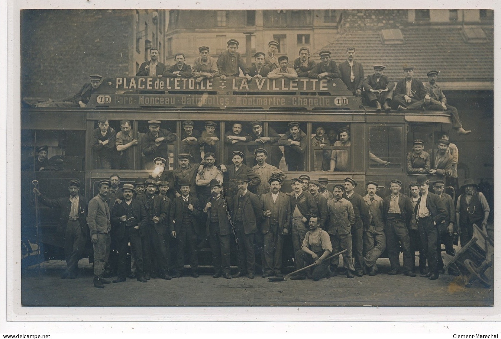 PARIS : Carte Photo D'un Tramway (place De L'Etoile à La Villette)  - Très Bon état - Trasporto Pubblico Stradale