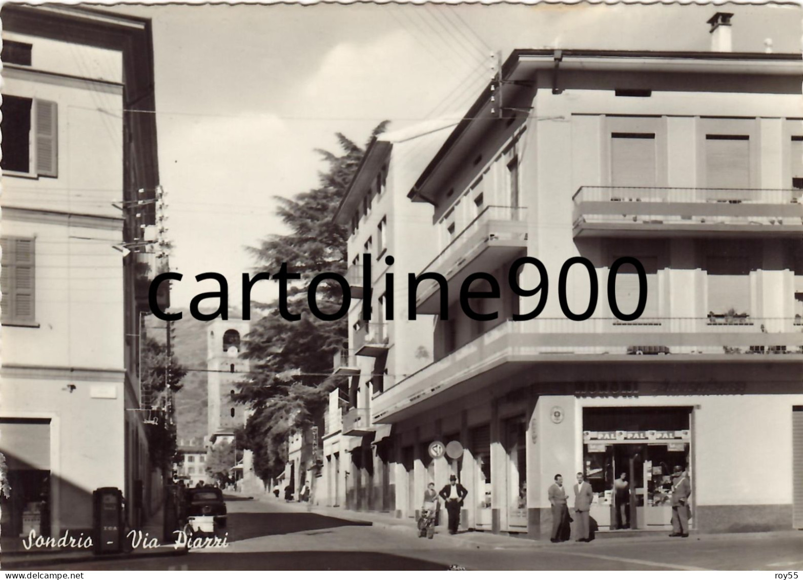 Lombardia-sondrio Via Piazzi Bella Animatissima Veduta Via Anni 50 - Sondrio