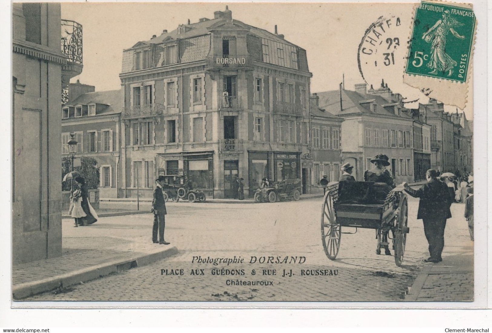 CHATEAUROUX : Place Aux Guédons Et Rue J-J Rousseau Photographie Dorsand, Autographe - Tres Bon Etat - Chateauroux