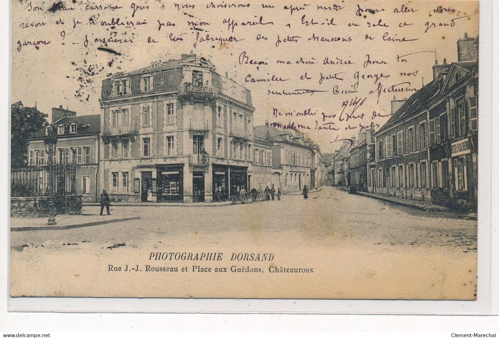 CHATEAUROUX : Rue Jean-jacques Rousseau Place Aux Guédoux Photographie Dorsand René, Autographe - Tres Bon Etat - Chateauroux