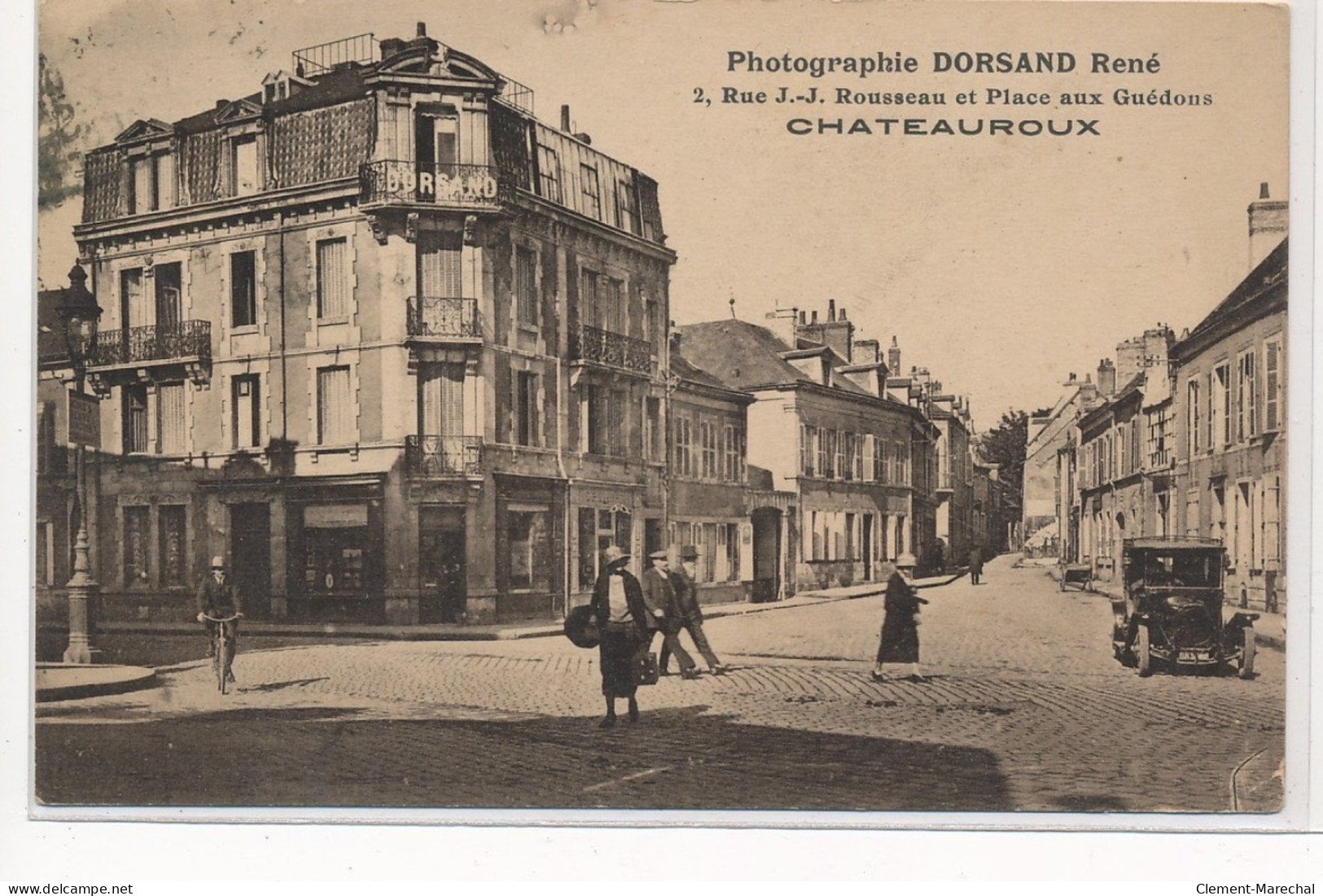 CHATEAUROUX : Rue Jean-jacques Rousseau Place Aux Guédoux Photographie Dorsand René, Autographe - Etat - Chateauroux