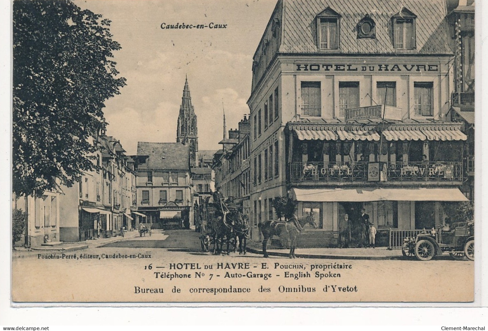 CAUDEBC-en-CAUX : Hotel Du Havre E. Pouchin, Proprietaire, Auto-garage, English Spoken - Tres Bon Etat - Caudebec-en-Caux