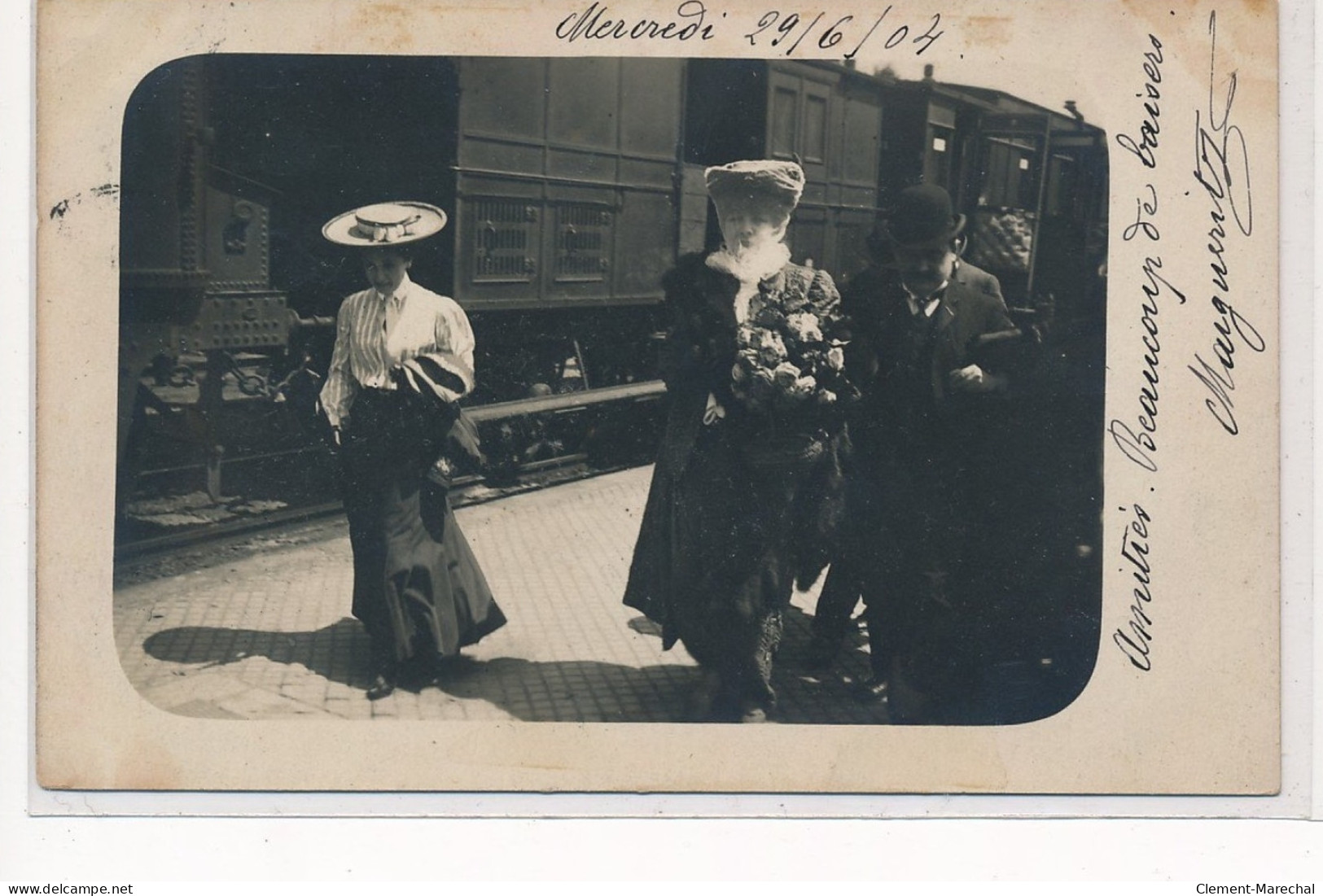 EPERNAY :carte Photo De Sarah Bernhardt ? En 1904 , Gare - Tres Bon Etat - Epernay