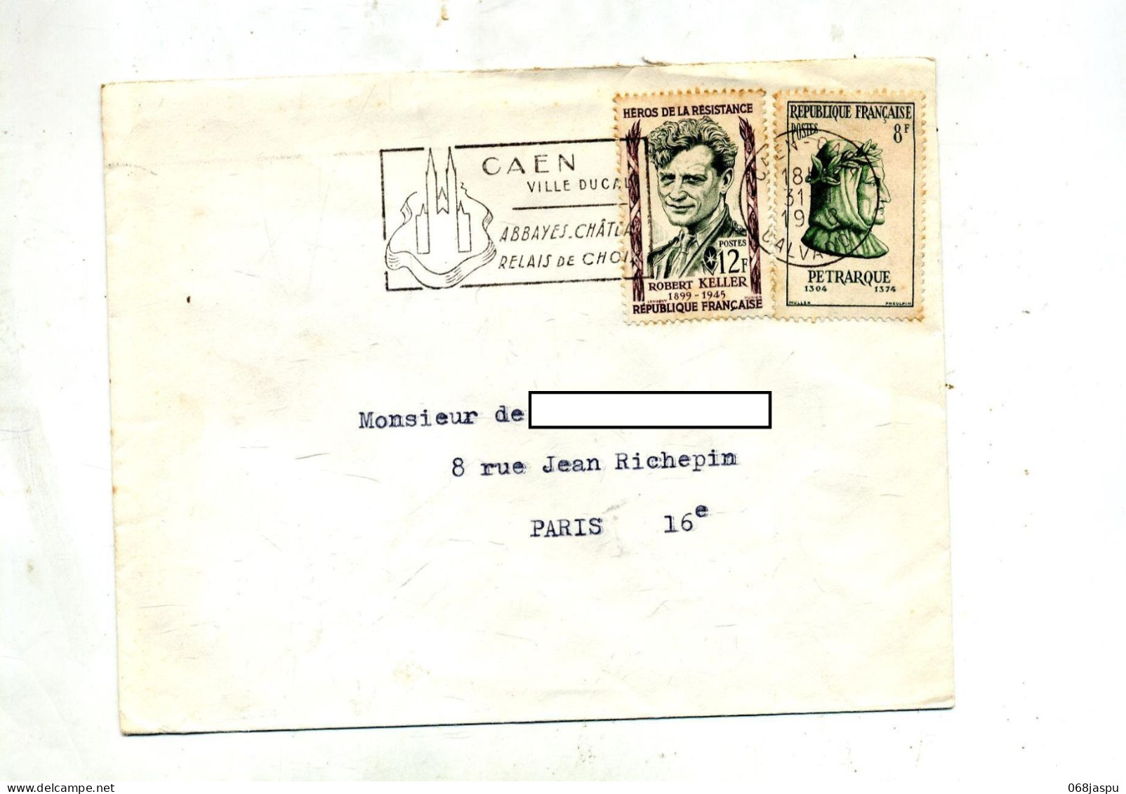 Lettre Flamme Caen Chateau Sur Keller Petrarque - Mechanical Postmarks (Advertisement)