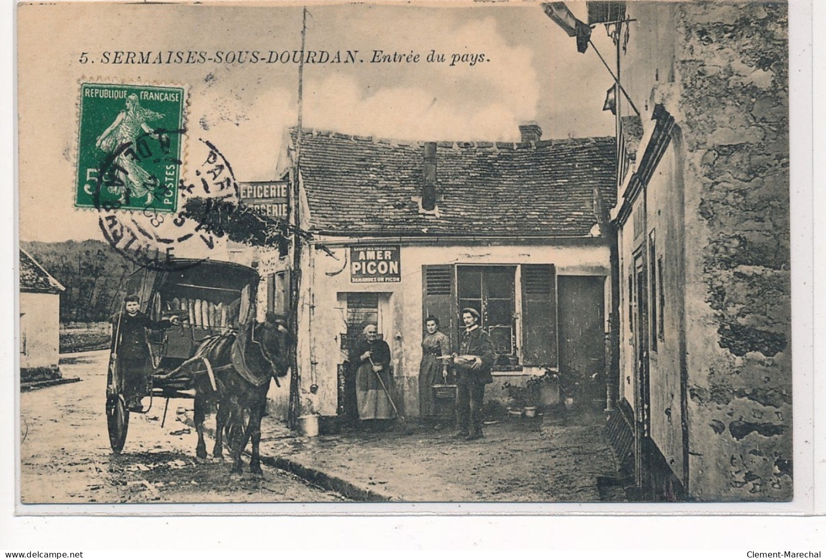 SERMAIES-sous-DOURDAN : Entrée Du Pays, Attelage Du Boulanger, Amer Picon - Tres Bon Etat - Other & Unclassified