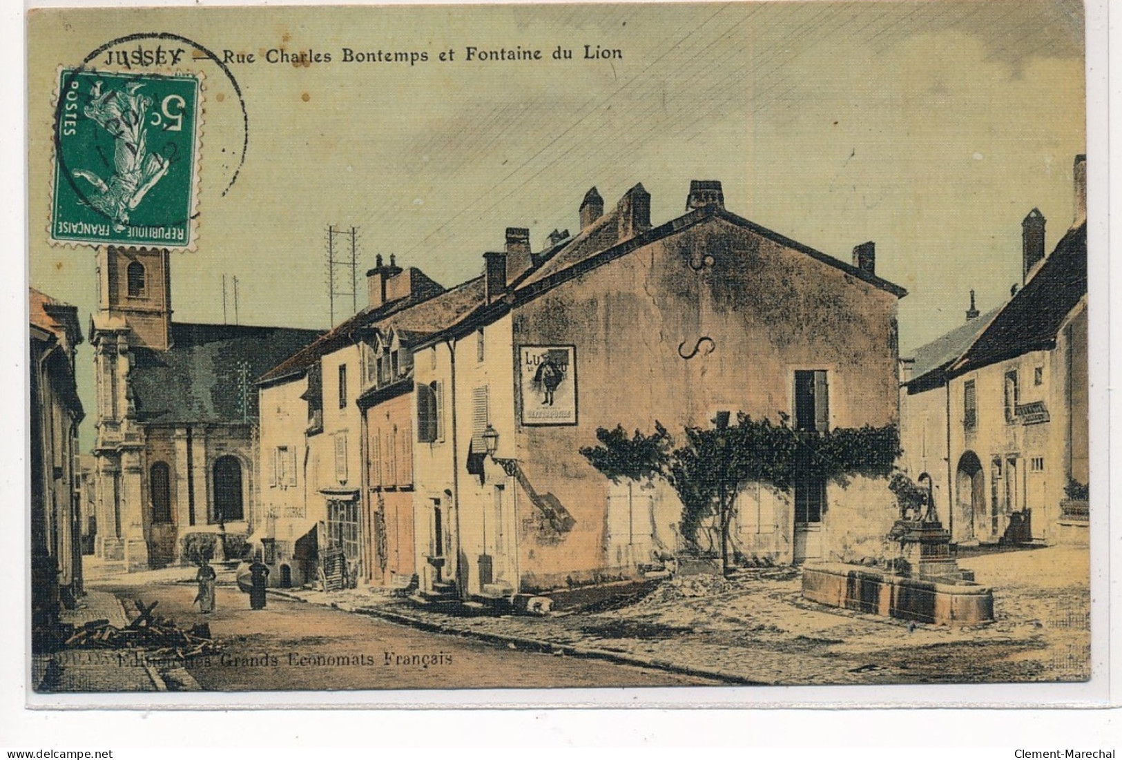 JUSSEY : Rue Charles Bontemps Et Fontaine Du Lion, Toillée - Tres Bon Etat - Andere & Zonder Classificatie